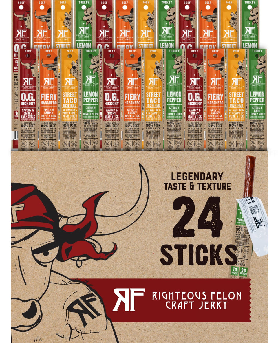 Righteous Felon OG Hickory beef stick for on-the-go protein