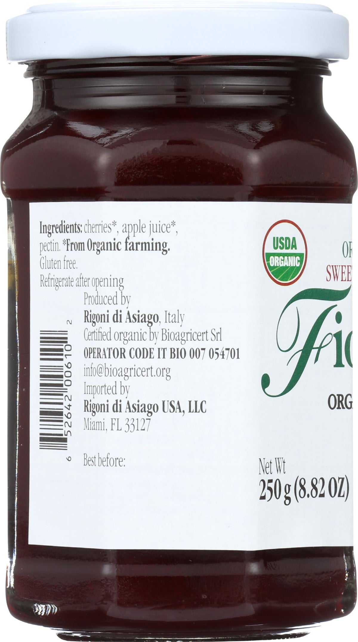 Organic, non-GMO, kosher, gluten-free certifications shown on the label.