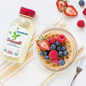 Rigoni Dolcedi two-pack display highlighting low-calorie, vegan-friendly sweetener.