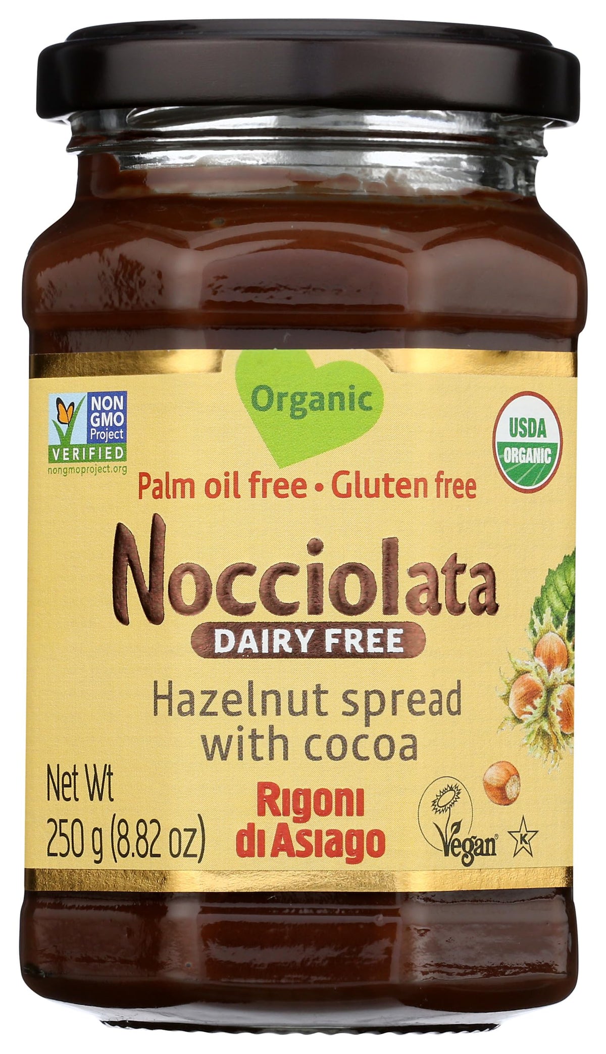 Rigoni di Asiago Nocciolata jar close-up showing creamy texture for toast
