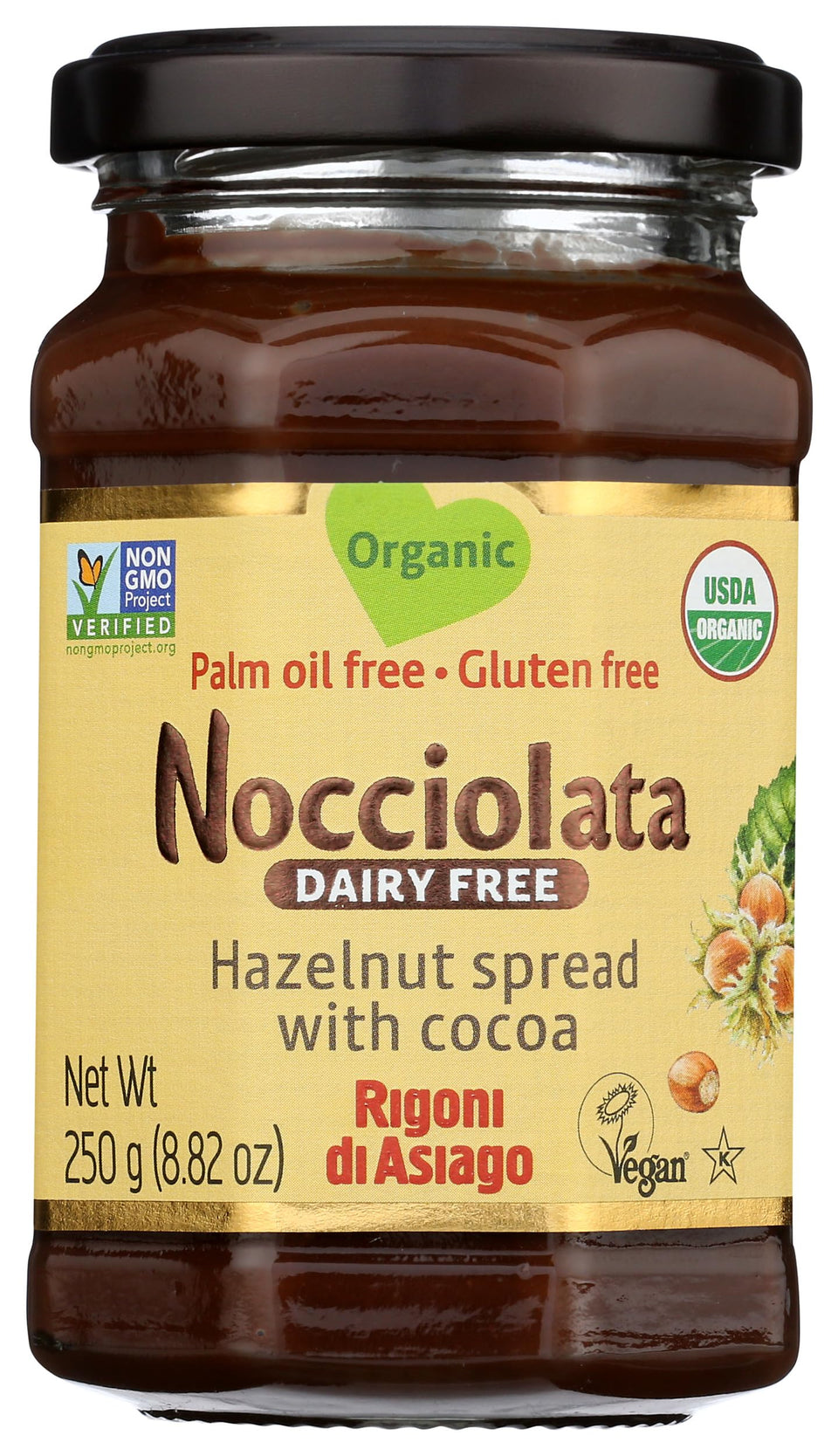 Rigoni di Asiago Nocciolata jar close-up showing creamy texture for toast
