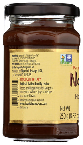 Organic ingredients label with hazelnuts and cocoa emphasizing organic certification