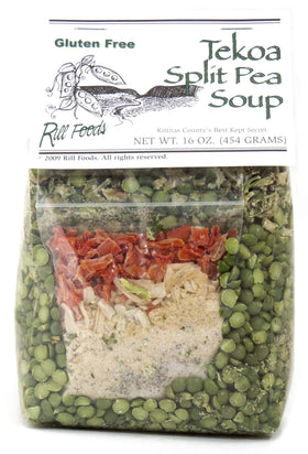 Rill Foods Tekoa Split Pea Soup Mix packaging showing wholesome Northwest ingredients for easy dinners.