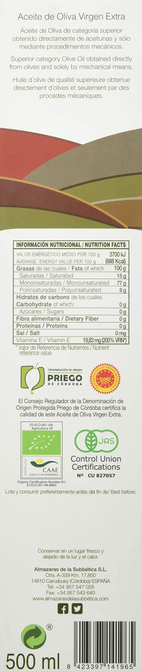 Rincon de la Subbetica bottle pour close-up, ideal drizzle for rich meals.