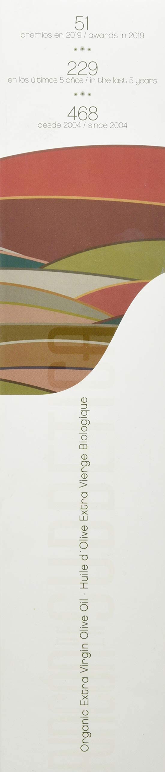 Rincon de la Subbetica olive oil label close-up, showing organic certification and heritage.