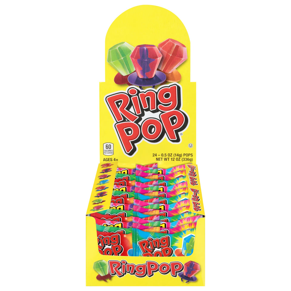 Ring Pop bulk 24-count variety pack showing assorted flavors for Halloween treats