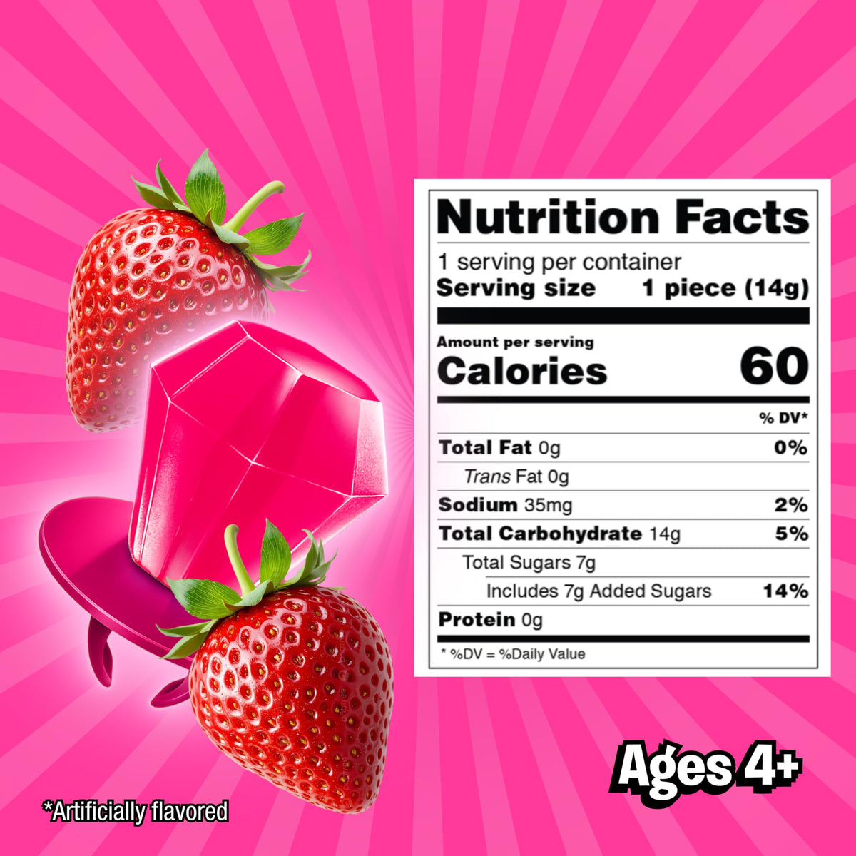 Ring Pop Colorfest Pink Strawberry 30-pack, bulk party candy.