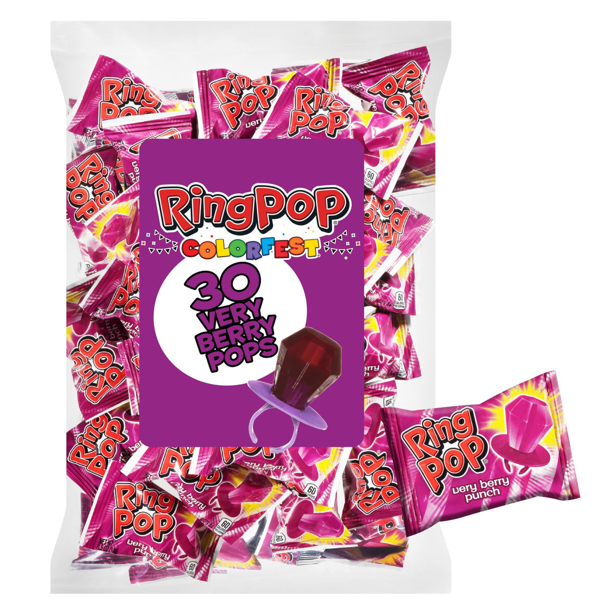 Ring Pop Colorfest Purple color gems on a wearable ring for festive party favors.