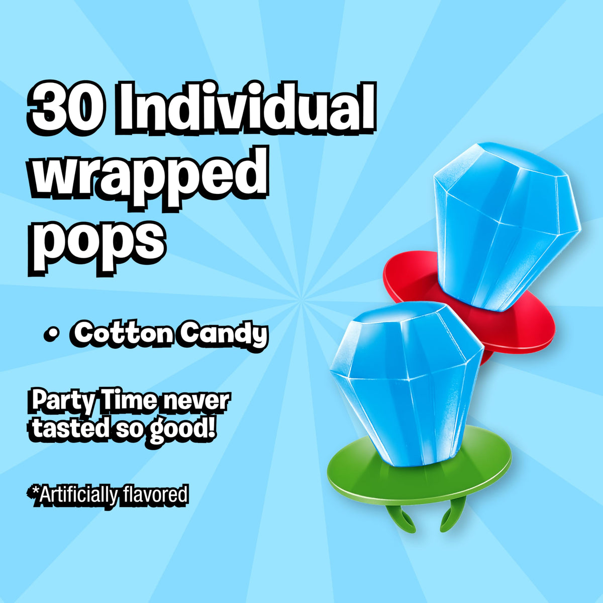 Ring Pop Cotton Candy Lollipop wearable ring design ideal for kid-friendly celebrations and festivals.