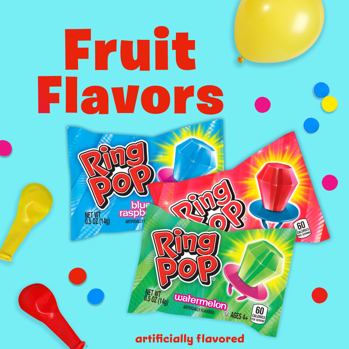 Ring Pop eye-catching candy gem worn or gifted at celebrations.