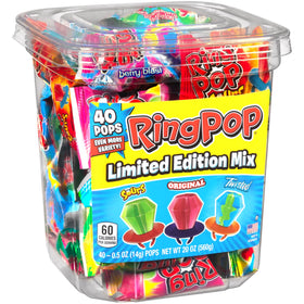 Ring Pop pops variety-pack packaging details emphasize freshness and convenient wrapping