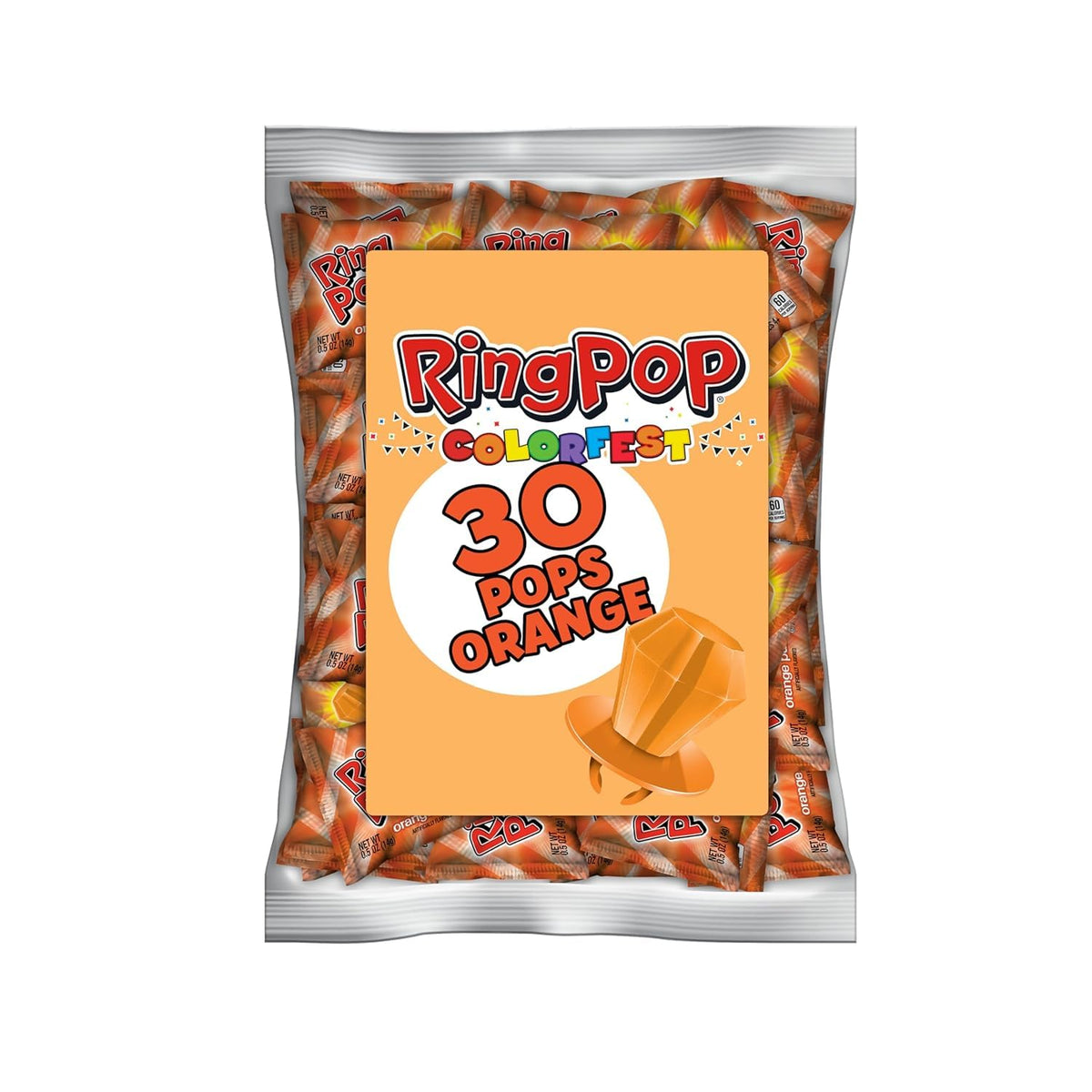 Ring Pop orange punch lollipop on matching ring for colorful party favors