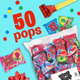Ring Pop party favors: colorful candy gems in assorted flavors.