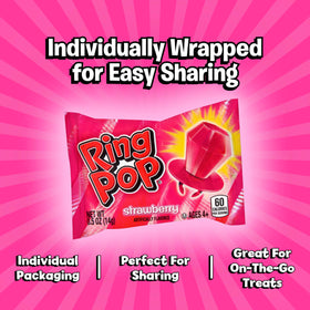 Ring Pop pink party favors for kids' celebrations.