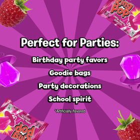 Ring Pop Purple lollipops stay shelf-stable for convenient snacking.