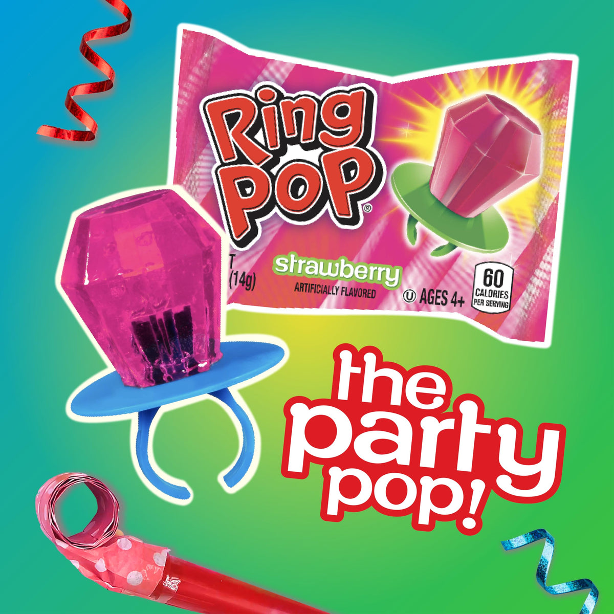 Ring Pop wearable lollipop ring close-up ready for a playful costume moment