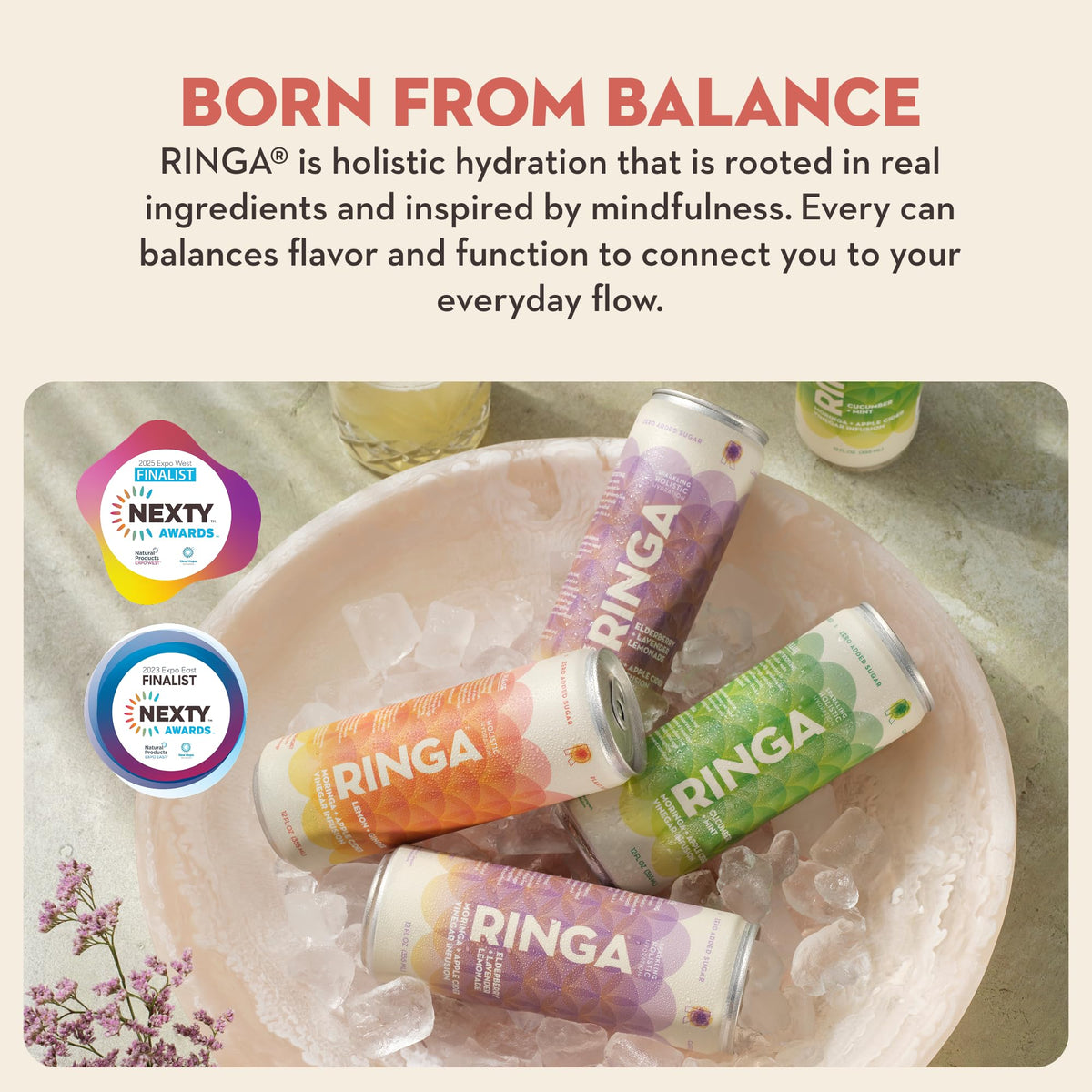 RINGA elderberry bottle suggesting daily immune-support potential without caffeine.