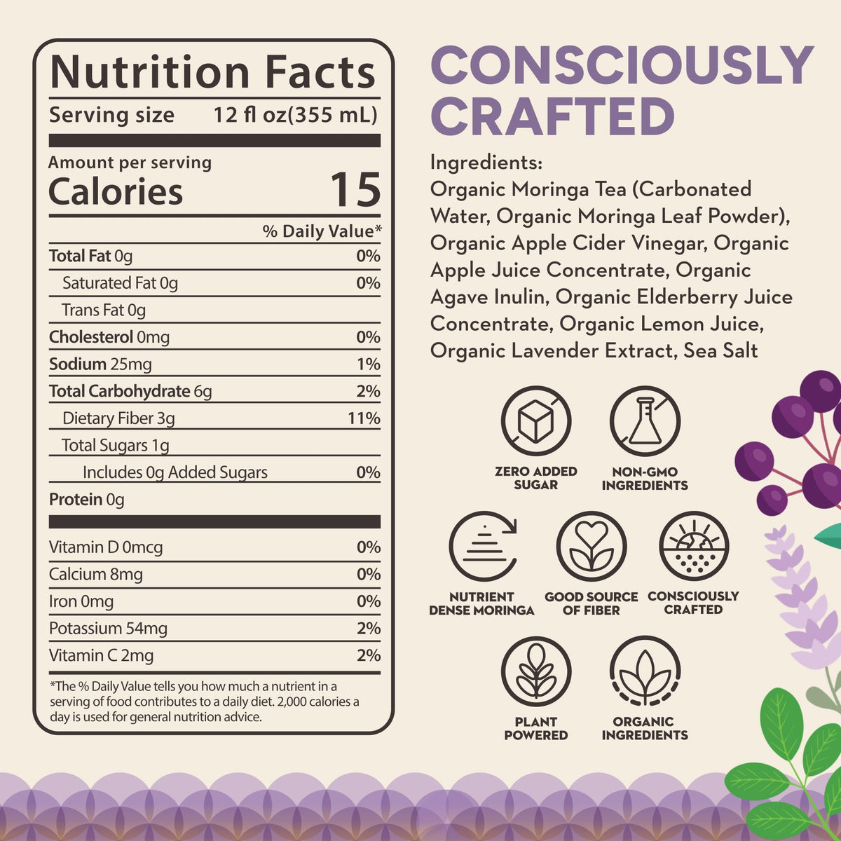 Close-up of RINGA Organic Moringa leaves highlighting antioxidant-rich ingredients.
