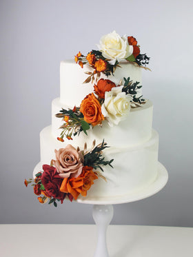 Rinlong burgundy rose cake top elevates elegant cake decor.