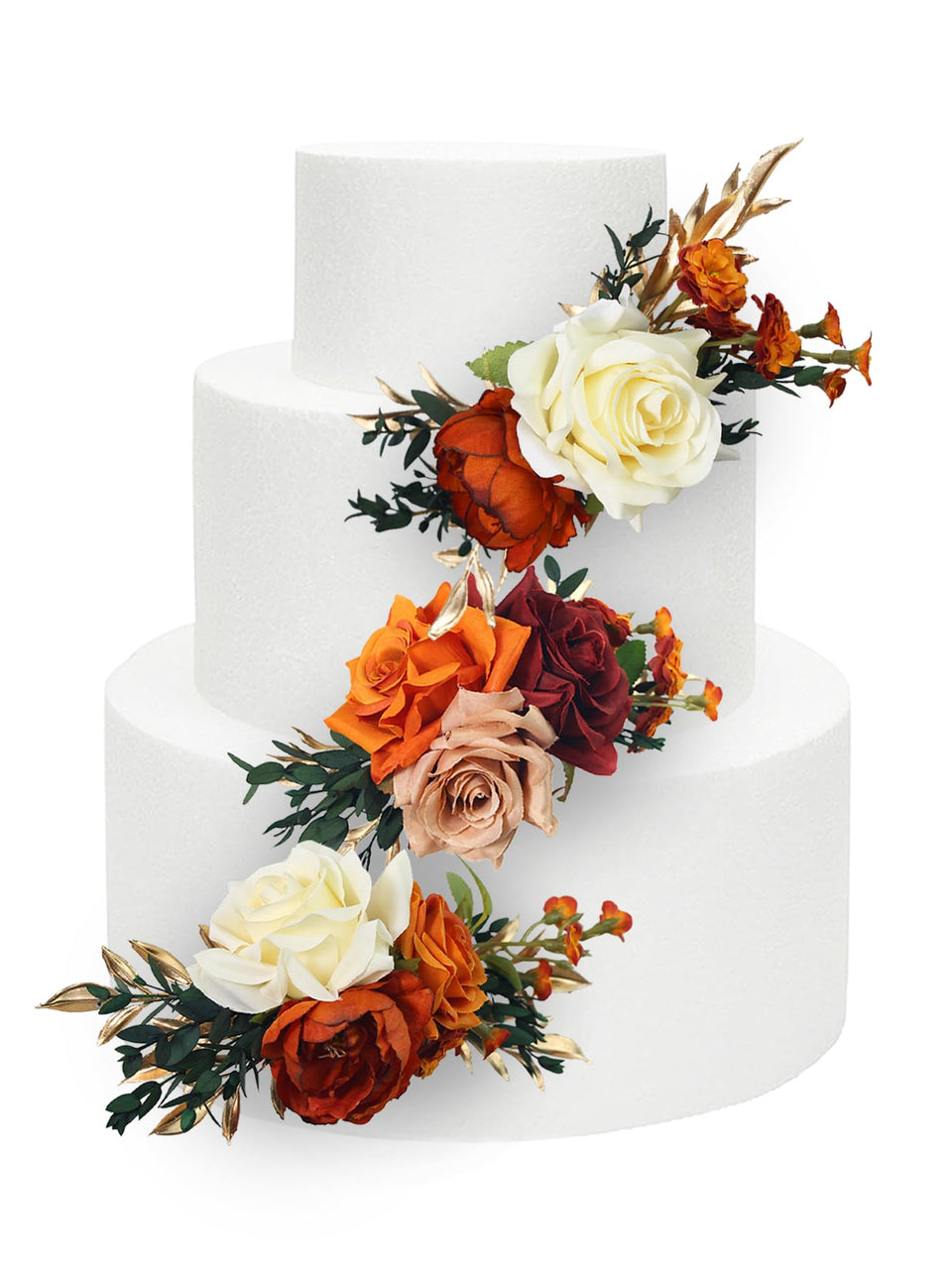 Rinlong burnt orange cake flowers top add autumn flair to your wedding cake.