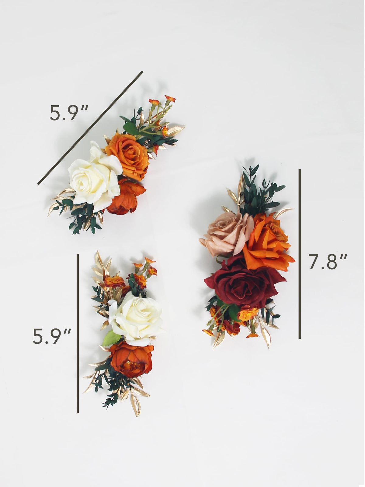 Rinlong silk roses and eucalyptus cake top offer lifelike texture.