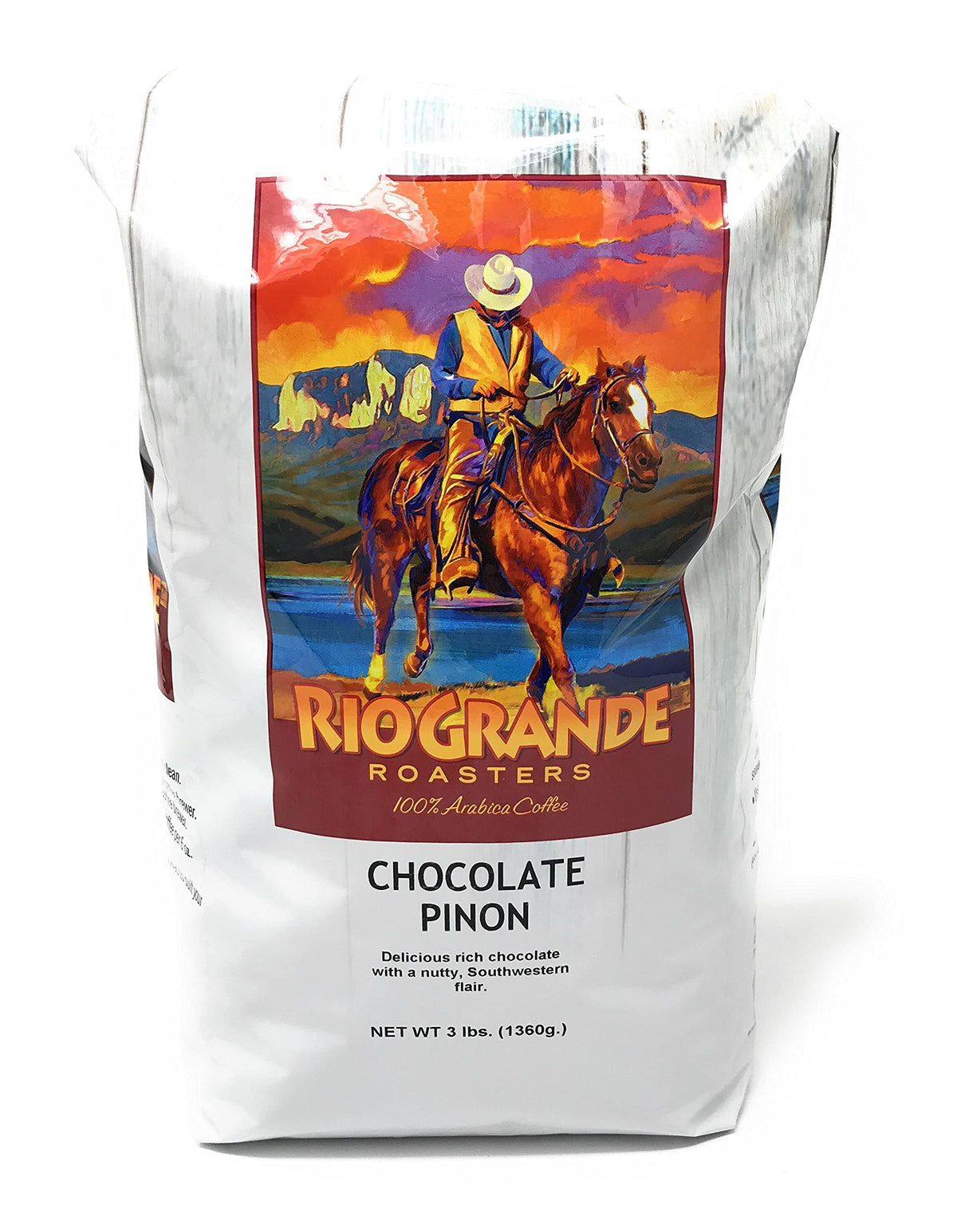 Rio Grande Roasters Chocolate Pinon coffee bag for a rich, aromatic morning brew.