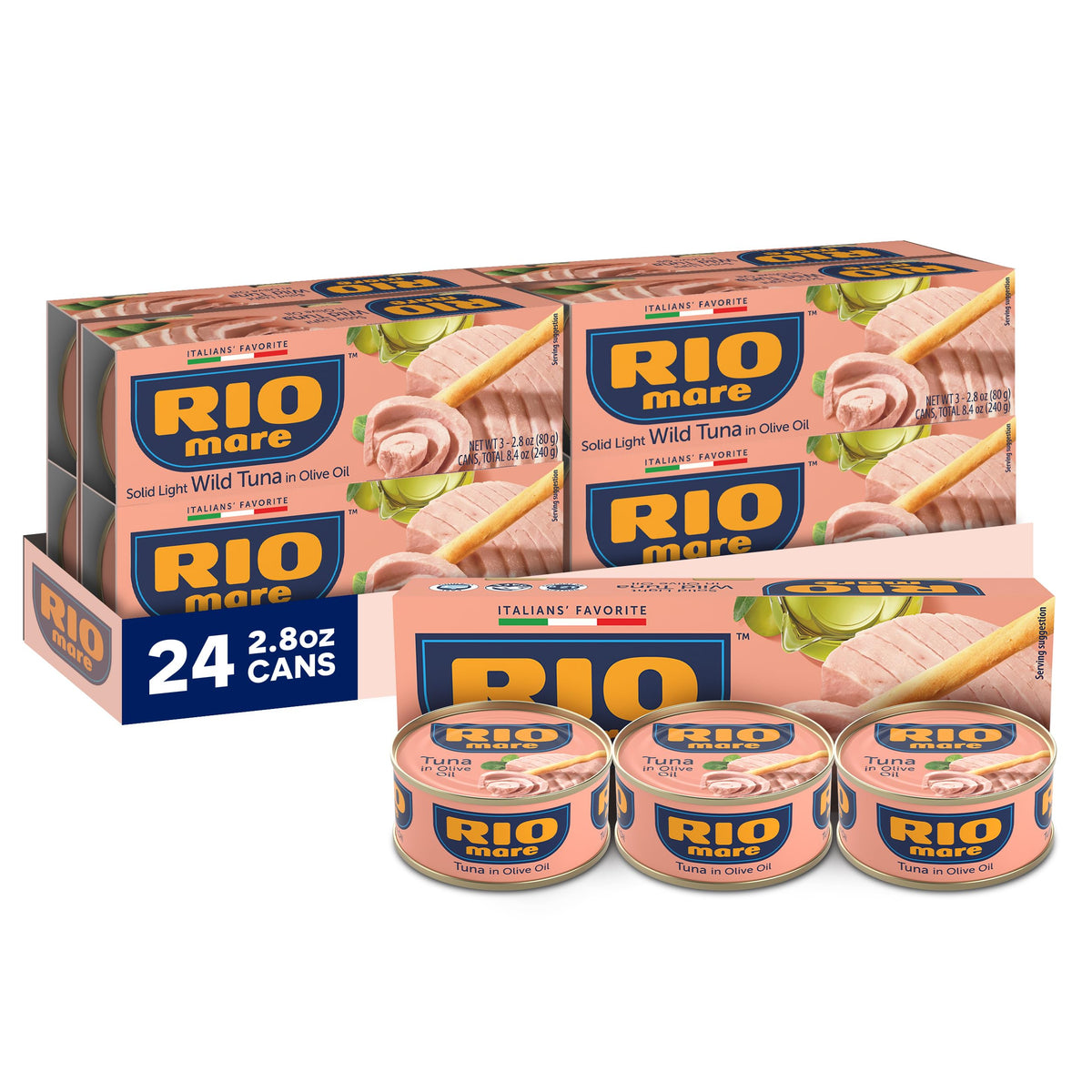 Rio Mare yellowfin tuna in olive oil can showcases premium texture.