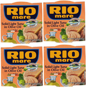 Rio Mare Solid Light Tuna in Olive Oil can front view, ready for quick meals.