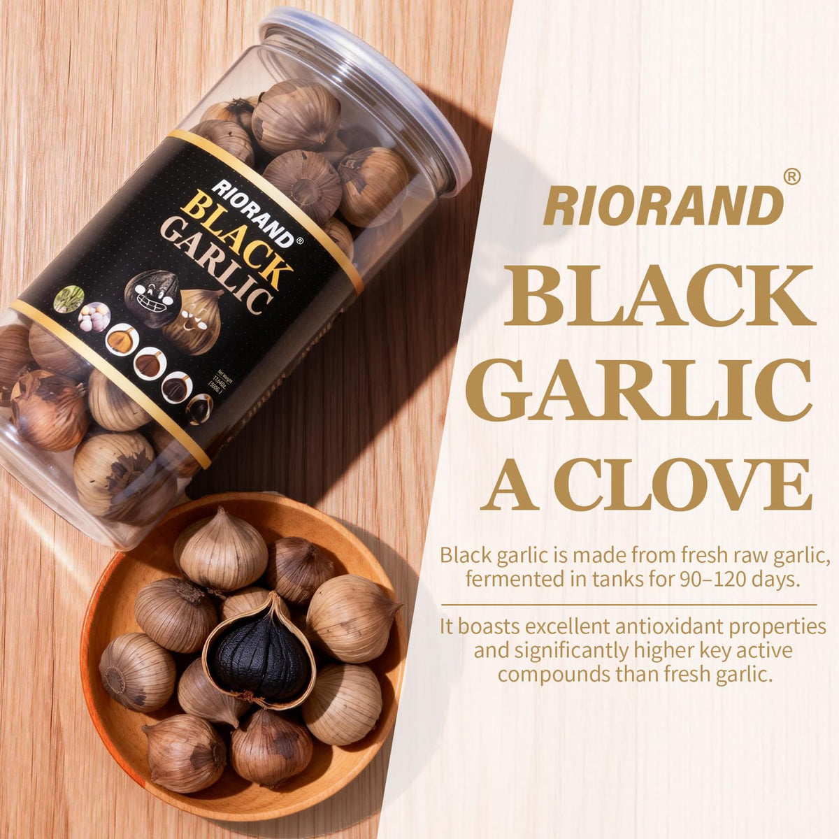 Soft, chewy black garlic texture reminiscent of dried fruit for easy enjoyment.