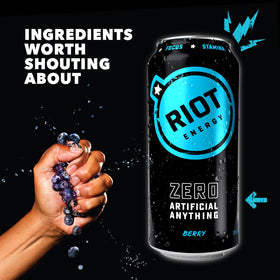 RIOT Energy Berry ingredients list with green tea and elderberry