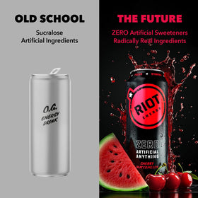 RIOT Energy Cherry Watermelon can front highlighting bold flavor and caffeine boost