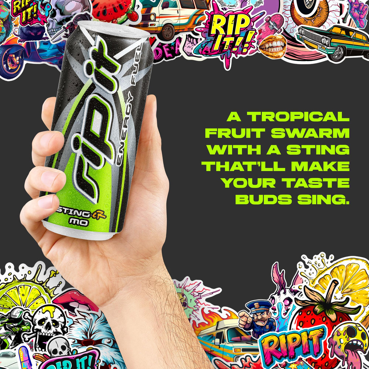 Rip It smooth finish pour reveals refreshing taste and steady energy release