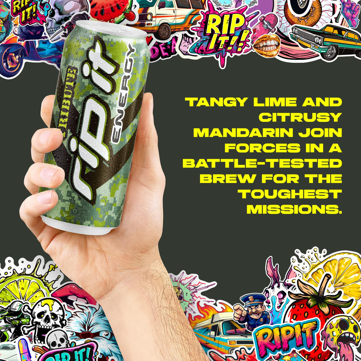 American-made Rip It Tribute brand stands for bold energy and value.