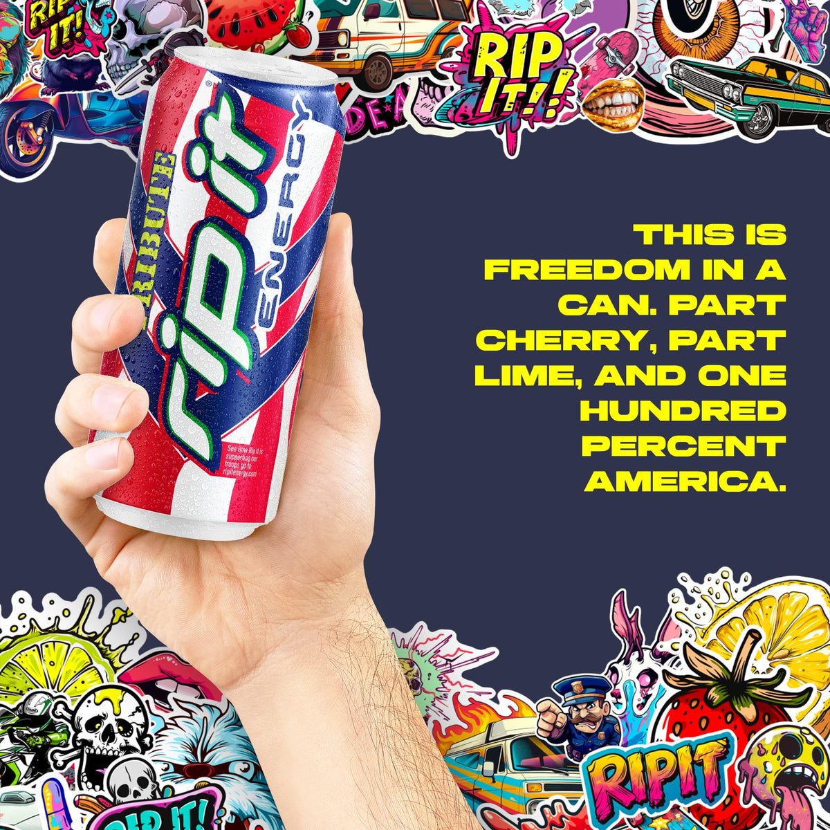 Rip-It Tribute Cherry Lime glass serve captures refreshing flavor