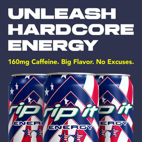 Rip-It Tribute Cherry Lime six-pack display for convenient energy