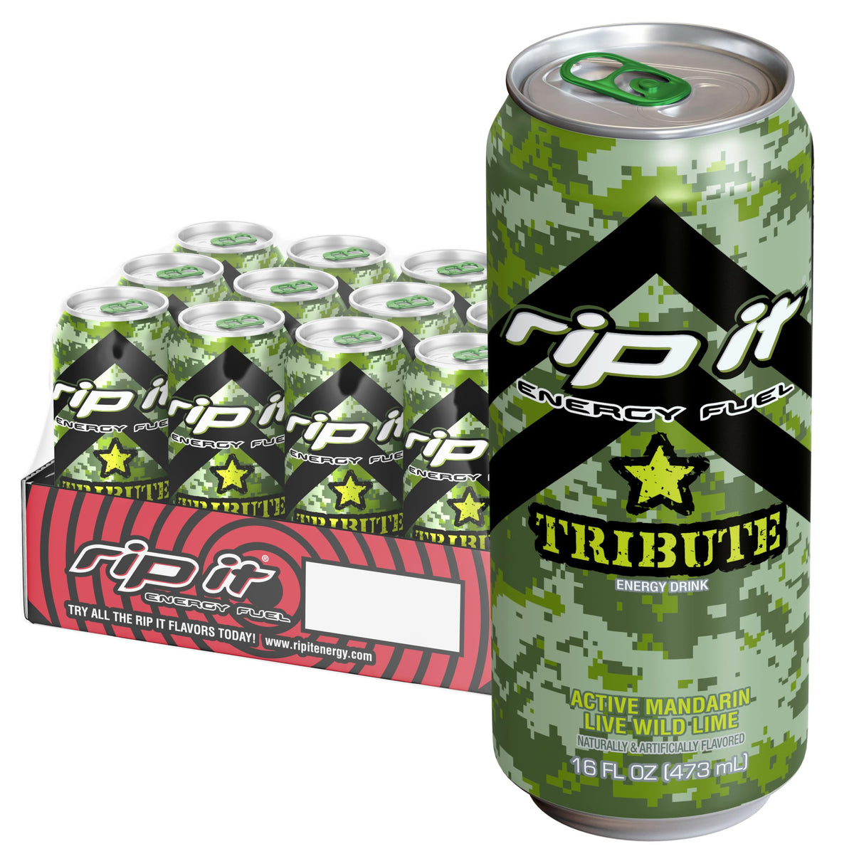 Rip It Tribute mandarin lime 16oz can offers steady energy for on-the-go use.