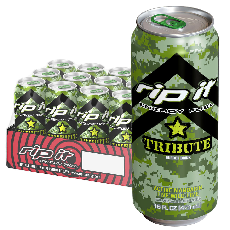 Rip It Tribute mandarin lime 16oz can offers steady energy for on-the-go use.