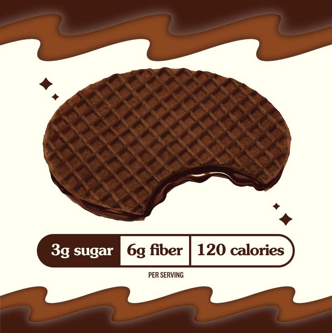 Rip Van Wafels on a desk, a low sugar mindful snack option
