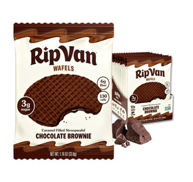 Rip Van Wafels Chocolate Brownie Stroopwafels pack of 12, convenient office snack