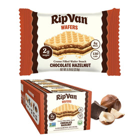 Rip Van Wafels chocolate hazelnut wafers — full product shot, keto-friendly and low-sugar.