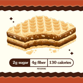 Rip Van Wafels chocolate hazelnut wafers ingredients panel with clean ingredients.