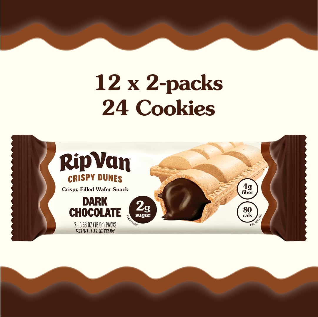 Rip Van Wafels Dark Chocolate Cream filling, smooth indulgence in every bite.