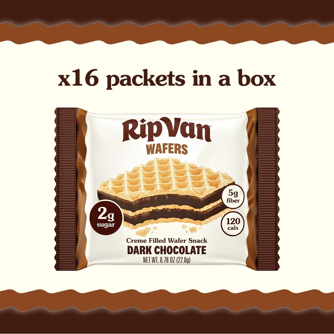 Rip Van Wafels dark chocolate wafer individual wafers for portion control and quick energy.