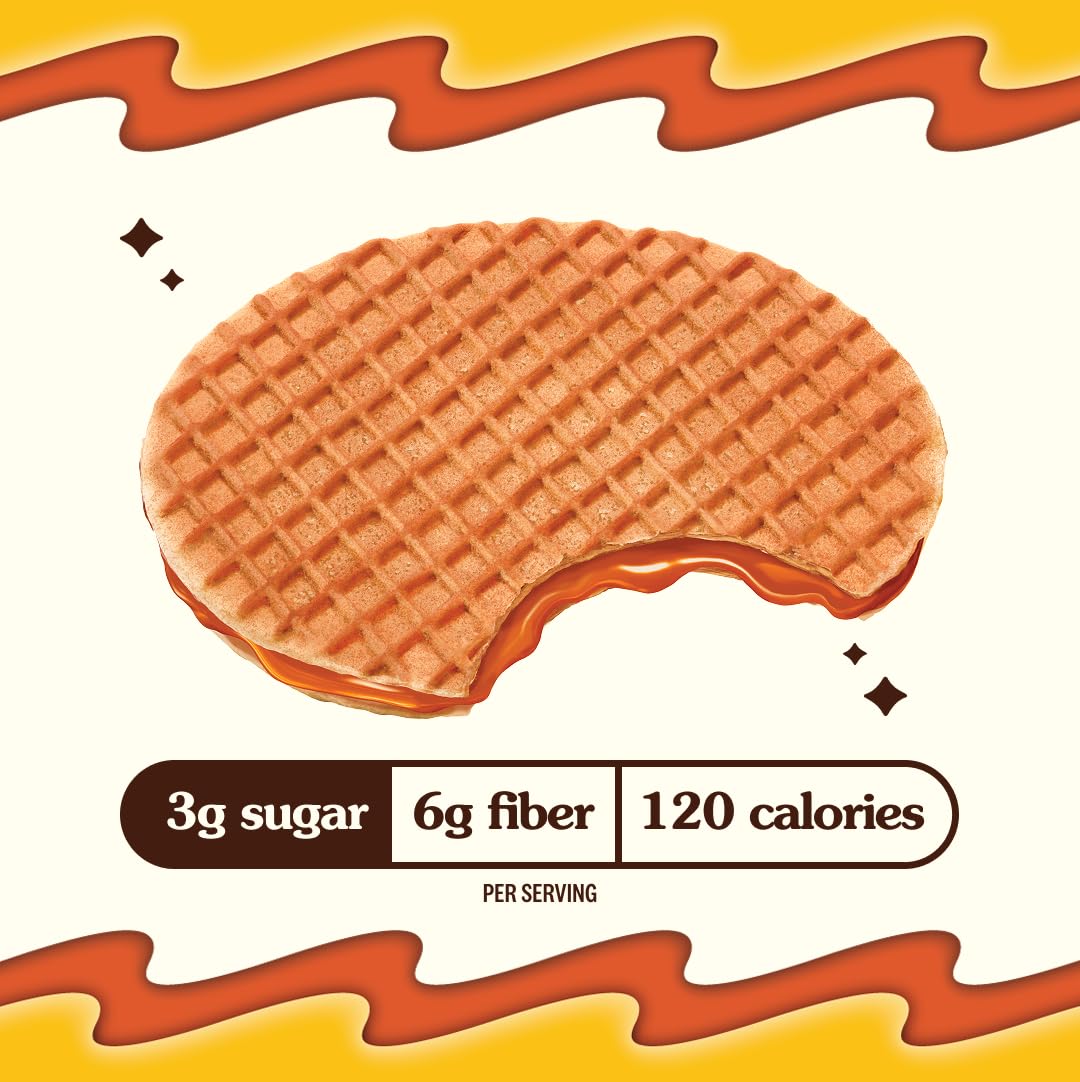 Rip Van Wafels Honey & Oats Stroopwafels being broken for a quick bite.