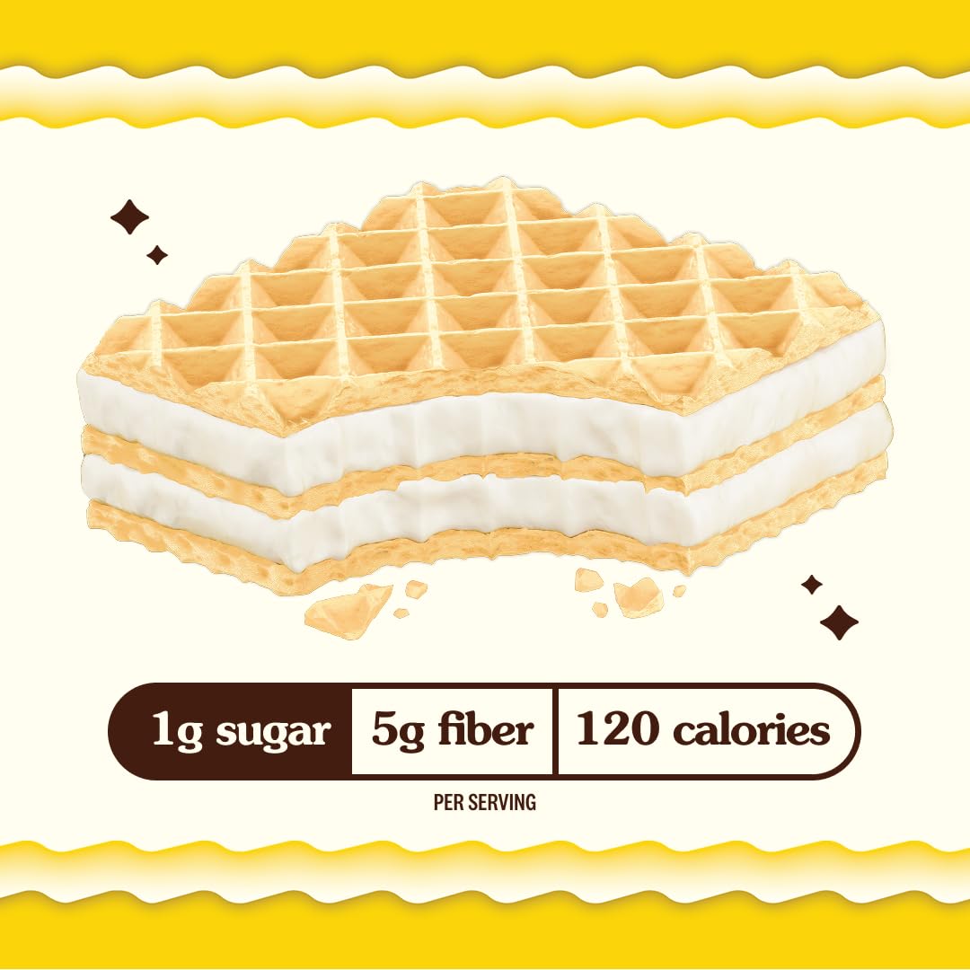 Rip Van Wafels Lemon Cookie close-up shows crisp texture and real lemon zest.