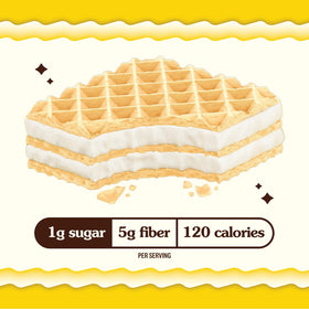Rip Van Wafels Lemon Cookie close-up shows crisp texture and real lemon zest.