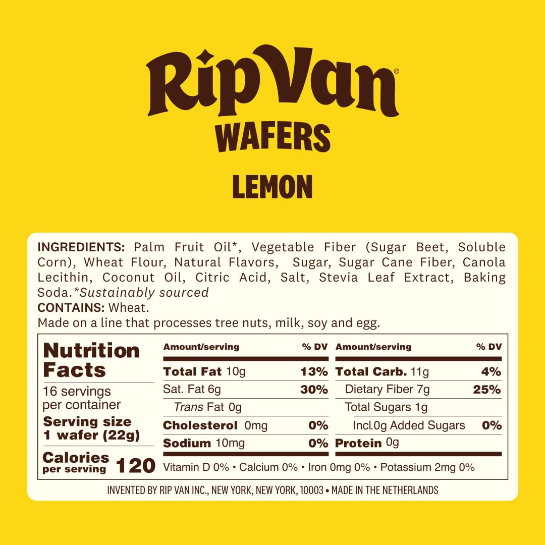 Rip Van Wafels Lemon Cookies, individually wrapped wafers for easy snacking.