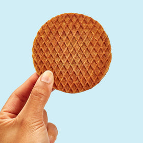 Rip Van Wafels Lemon Stroopwafels nutrition details showing 3g sugar and 120 calories per wafer.