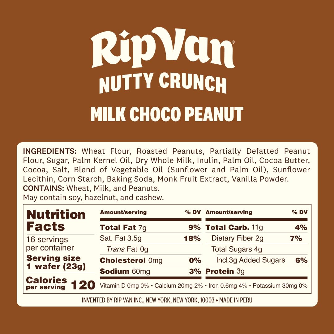 Rip Van Wafels Nutty Crunch wafers, premium ingredients for everyday indulgence.