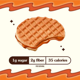 Rip Van Wafels mini stroopwafels close-up cinnamon highlight, a tasty low-carb option.
